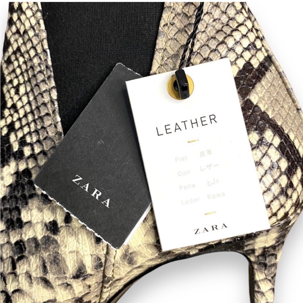ZARA leather snakeskin high heel ankle boots andβ booties size 7 - Picture 4 of 10